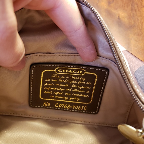 Coach handbag, NWOT, unused, brown, cream, olive - Picture 5 of 5